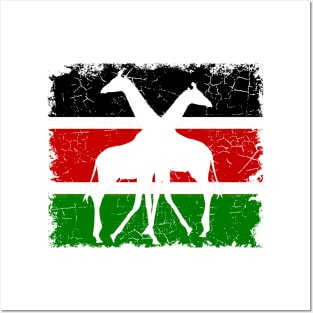 Kenya-Flag with Giraffes Posters and Art